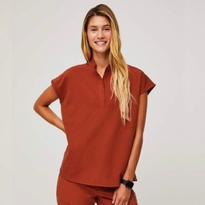 FIGS Auburn Rafaela Scrub Top Shirt Rare Burnt Orange Limited Edition